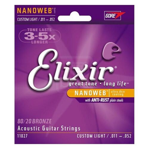 Elixir 11027 Nanoweb Jeu De Cordes Pour Guitare Folk Light