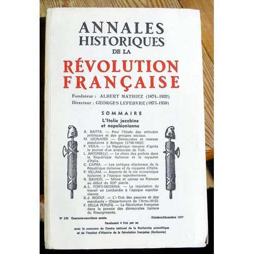 Annales Historiques De La Revolution Francaise 230, Octobre-Décembre 1977