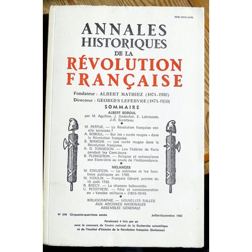 Annales Historiques De La Revolution Francaise 249 Juillet-Septembre 1982