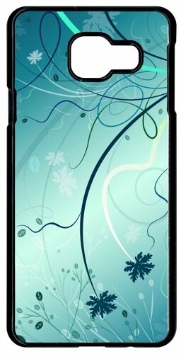 Coque galaxy a9 (2016) - abstrait turquoise fleur - noir