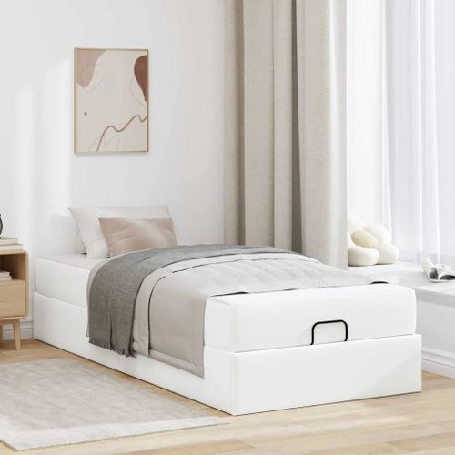 Vidaxl Cadre De Lit Avec Matelas Blanc Pur 80 X 200 Cm Faux Cuir