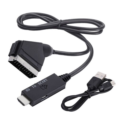 Adaptateur de convertisseur de câble audio compatible HDMI, entrée vers sortie vidéo péritel, compatible pour CRT TV VHS, enregistreur vidéo, HD 1080p