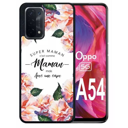 Coque pour oppo a54 5g - super maman - silicone - noir