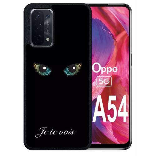 Coque pour oppo a54 5g - je te vois yeux de chat - silicone - noir