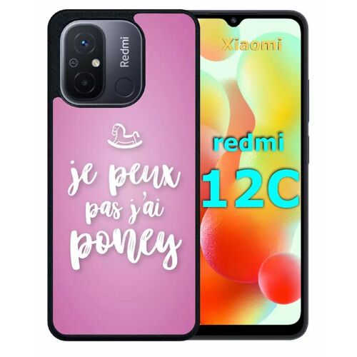 Coque Pour Redmi 12c - Je Peux Pas Jai Poney Fond Rose Pale - Silicone - Noir