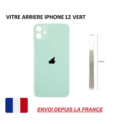 Vitre Arrière Compatible Iphone 12 Vert 6.1 Qualité Origine En Verre, Coque Cache Batterie Double Face Adhésif, Spatule