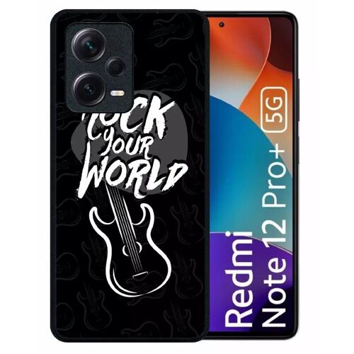 Coque pour redmi note 12 pro+ - rock your world fond noir - silicone - noir