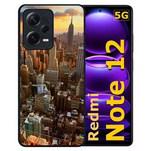 Coque pour redmi note 12 5g - new york - silicone - noir