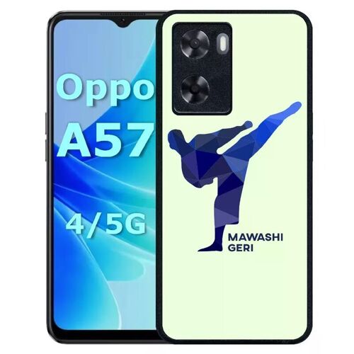 Coque pour oppo a57 - karate coup de pied mawashi geri - silicone - noir