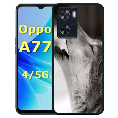 Coque pour oppo a77 4g/5g - loup hurlant - silicone - noir