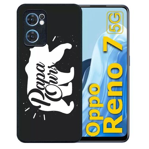 Coque Pour Oppo Reno7 5g - Papa Ours Fond Noir - Silicone - Noir