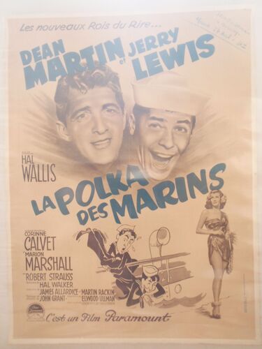 La Polka Des Marins/ Sailor Beware - Affiche Originale Entoilee 60 X 80- Jerry Lewis - Dean Martin - Marin - Pin-Up