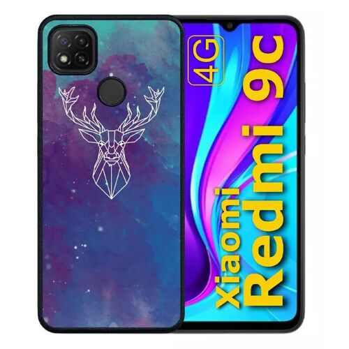 Coque pour redmi 9c - hyper animals space cerf - silicone - noir