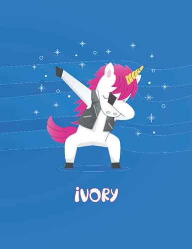 Ivory: Unicorn Notebook Personal Name Wide Lined Rule Paper | Notebook The Notebook For Writing Journal Or Diary Women & Girls Gift For Birthday, For Student | 162 Pages Size 8.5x11inch