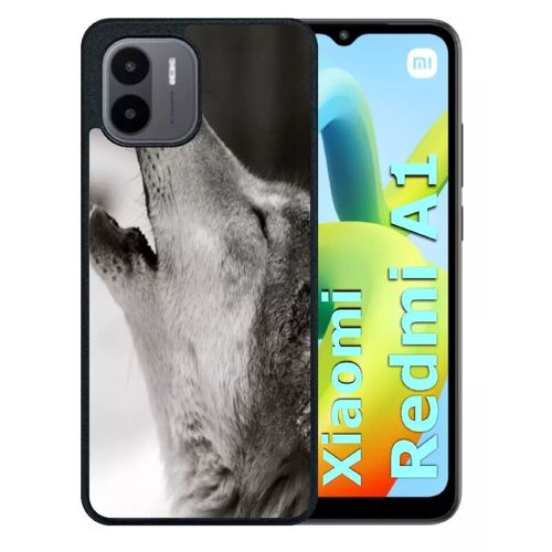 Coque pour redmi a1 - loup hurlant - silicone - noir