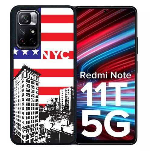 Coque pour redmi note 11t 5g - new york city - silicone - noir