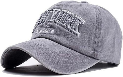 Casquette De Baseball, Unisexe Vintage Jeans Chapeau Casquette Réglable Hip-Hop Mode Snapback Sport Casquette Broderie Lettres Casquette De Moto,Gris