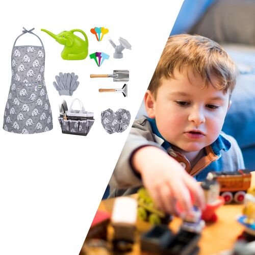 Ensemble D'Outils De Jardin Pour Enfants, Motif D'Éléphant, Pour Tout-Petits De 3 Ans, Gants D'Arrosage, Jouets D'Extérieur Avec Sac Fourre-Tout, Soins Des Fleurs, Cadeaux