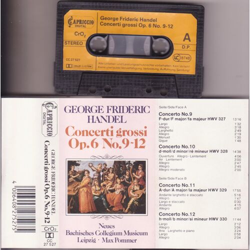 George Frideric Handel K7 Audio  Concerti Grossi Op.6 N°9-12  