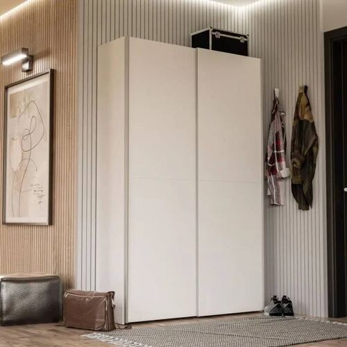 Armoire 2 portes coulissantes multifonction - Blanc mat - L 120 x P 41,6 x H 190,5 cm - OZZULA