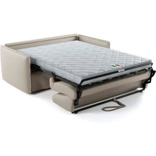 Canapé Convertible Express - 3 Places - Mykonos - Tissu Beige - 185 X 104 X 90 Cm - Mondo