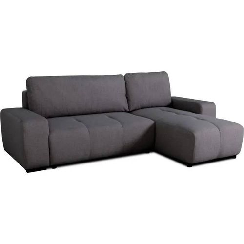 Canapé D'angle Convertible Réversible - 3 Places - Sierra - Avec Coffre - Tissu Anthracite - 243 X 160 X 82 Cm