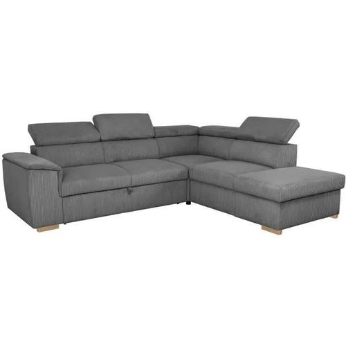 Canapé D'angle Convertible Réversible - 5 Places - Daytona - Tissu Lincoln Anthracite - Coffre - 260 X 216 X 94 Cm