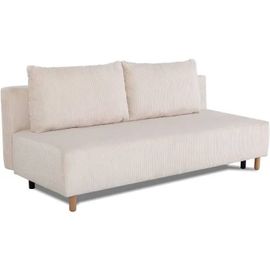 Canapé Droit Convertible 3 Places Gino - Velours Côtelé Beige - Avec Coffre - L 195 X H 89 X P 91 Cm