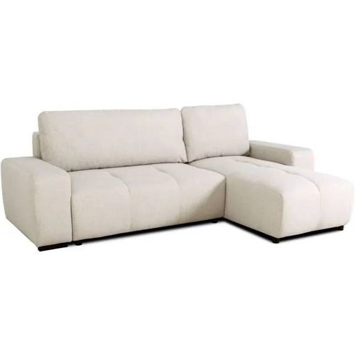 Canapé D'angle Convertible Réversible - 3 Places - Sierra - Avec Coffre - Tissu Beige - 243 X 160 X 82 Cm