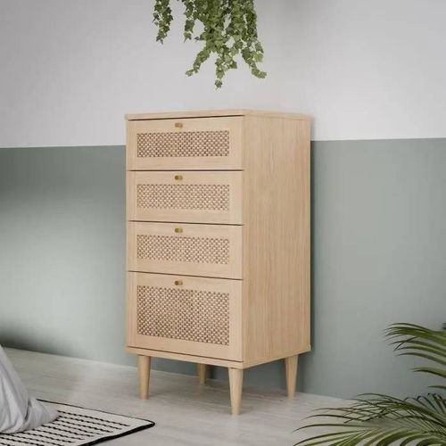 Commode - Calasettea - 4 Tiroirs - Décor Chêne - 50,4 X 41,4 X 108,8 Cm