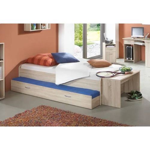 Lit Gigogne Pour Un Double Couchage - Décor Chêne - L94,6 X H50,5 X P203 Cm - Fabriqué En Allemagne