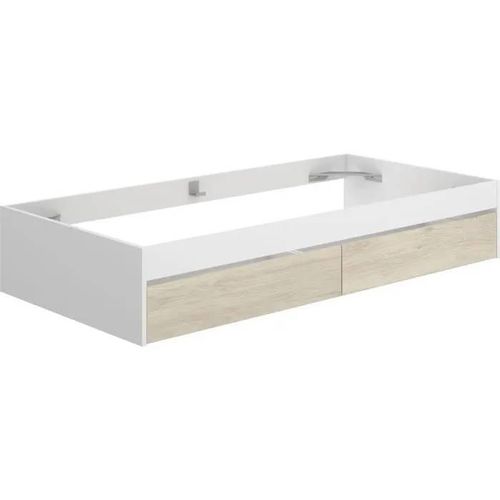 Structure De Lit - Lago - 2 Tiroirs - 90 X 190 Cm - Blanc / Chêne
