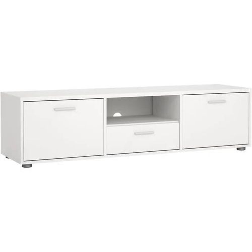 Meuble Tv - Media - Blanc Mat - 2 Portes, 1 Tiroir - 147,2 X 39,8 X 38,4 Cm