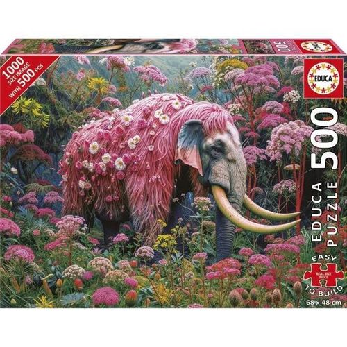 Puzzle - EDUCA - Éléphant Fleuri - 500 pièces - Thème Animaux - Pour enfants à partir de 10 ans