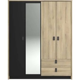 Armoire - Chêne / Noir - 4 Portes 2 Tiroirs - 162 X 52,1 X 199,2 Cm - Parisot