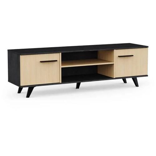 Banc Tv - Kent - Chêne De Fil / Sidewalk - 2 Portes Ouvrantes - 2 Niches - 151,4 X 39,3 X 46,2 Cm - Demeyere