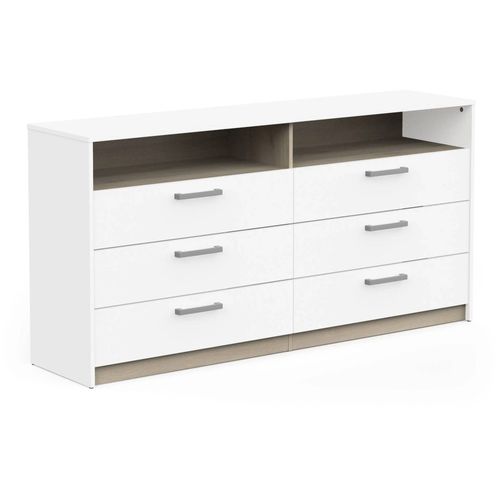 Commode - Watson - 6 Tiroirs - Chêne Kronberg / Blanc Mat - 162,7 X 39,5 X 81,1 Cm - Demeyere