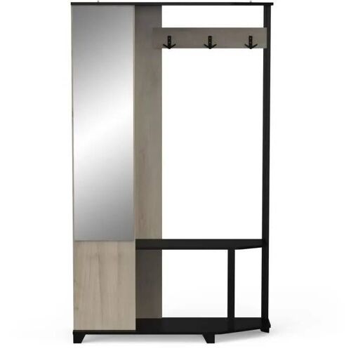 Vestiaire d'entrée - Chêne Kronberg / Noir - L108,4 x P33,9 x H183,8 cm - SCHUSTER