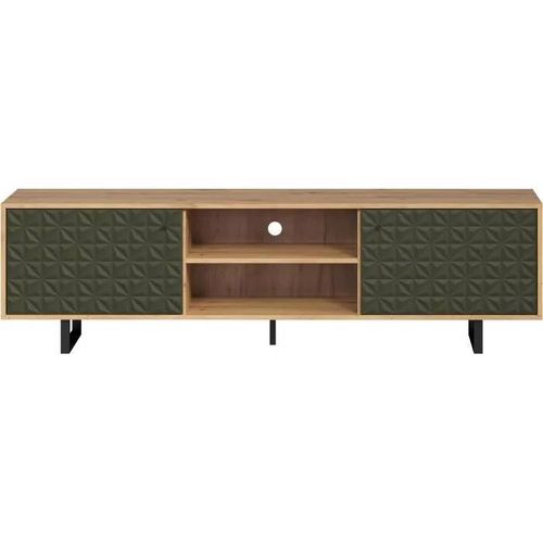 Meuble Tv - Sentra - 2 Portes, 2 Niches - Vert Foncé - 184 X 40 X 52 Cm - Trendteam