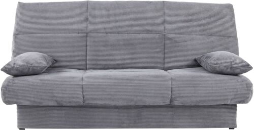 Banquette clic-clac CLEM - 3 places - Tissu velours côtelé - Anthracite - Densité 20kg/m3 - 190 x 90 x 92 cm - Fabriqué au Portugal