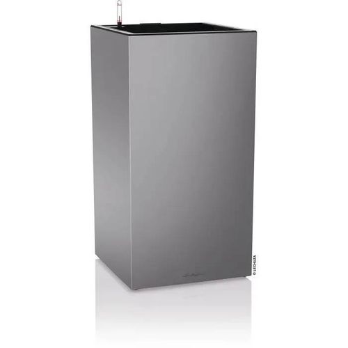 Lechuza Pot De Fleur - Canto Premium Colonne 40 - 40 X 40 X 76 Cm - Kit Complet Led - Argent Métallisé