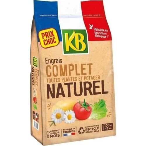 Engrais Complet Universel Kb Kbcomp5 - 5kg - Nourrit Jusqu'à 3 Mois - Jusqu'à 100m² Fertilisés