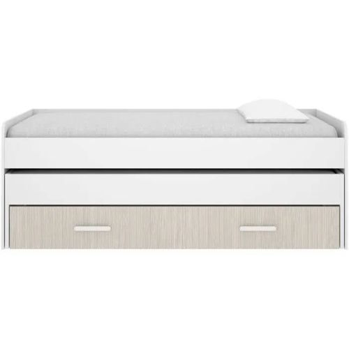 Lit Gigogne - Pema - 90 X 200 Cm - Blanc / Imitation Lamelles