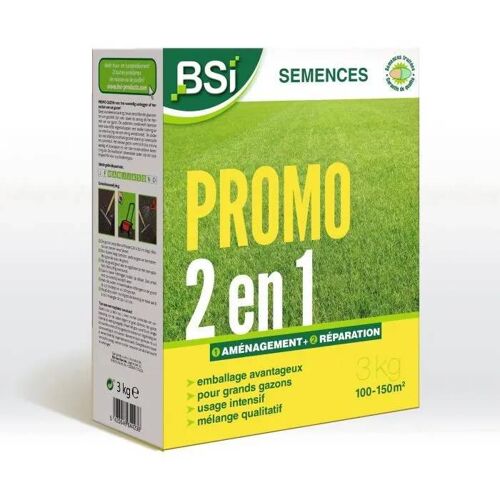 Bsi - Semences De Gazon - Aménagement Ou Réparation Rapide - Avec Enrobage Protecteur - Grande Surface - 150m² - 3kg
