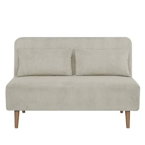 Banquette Bz - 2 Places - Tissu Velours Côtelé Beige - 130 X 90 X 81 Cm - Deplo