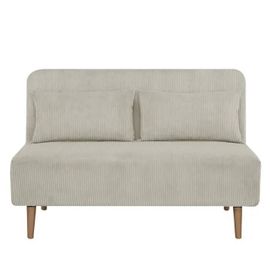 Banquette Bz - 2 Places - Tissu Velours Côtelé Beige - 130 X 90 X 81 Cm - Deplo