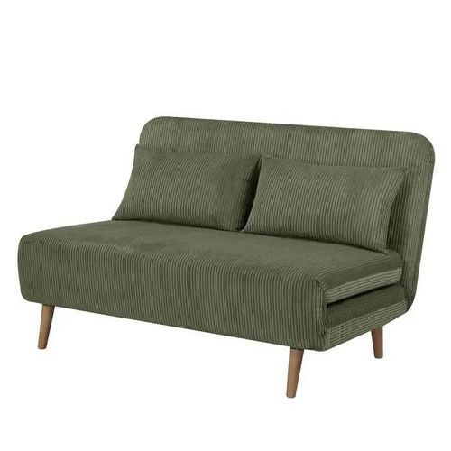 Banquette Bz - 2 Places - Tissu Velours Côtelé Vert - 130 X 90 X 81 Cm - Deplo