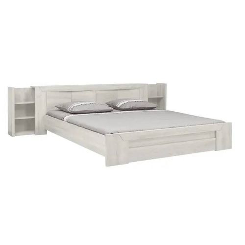 Lit Double Adulte Eden - 180x200 Cm Bois Et Chêne Blanchi - 1 Tiroir - Gami