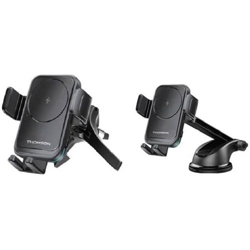 Porte Téléphone - Thomson - Avec Chargeur À Induction - Deux Systemes De Fixation : Sur Grille D'aeration Et Par Ventouse