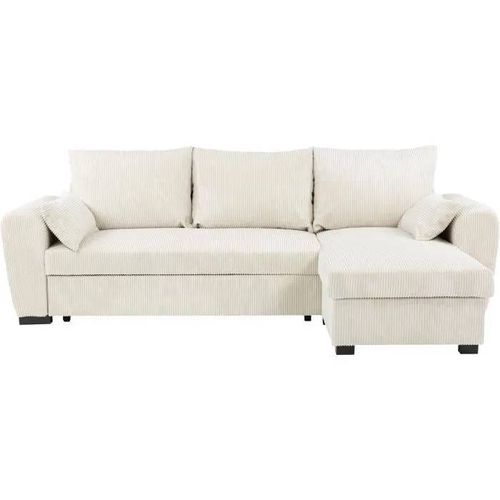 Canapé D'angle Convertible Réversible - 3 Places - Max - Tissu Lincoln Beige - Coffre - 240 X 143 X 85 Cm - Conforteam